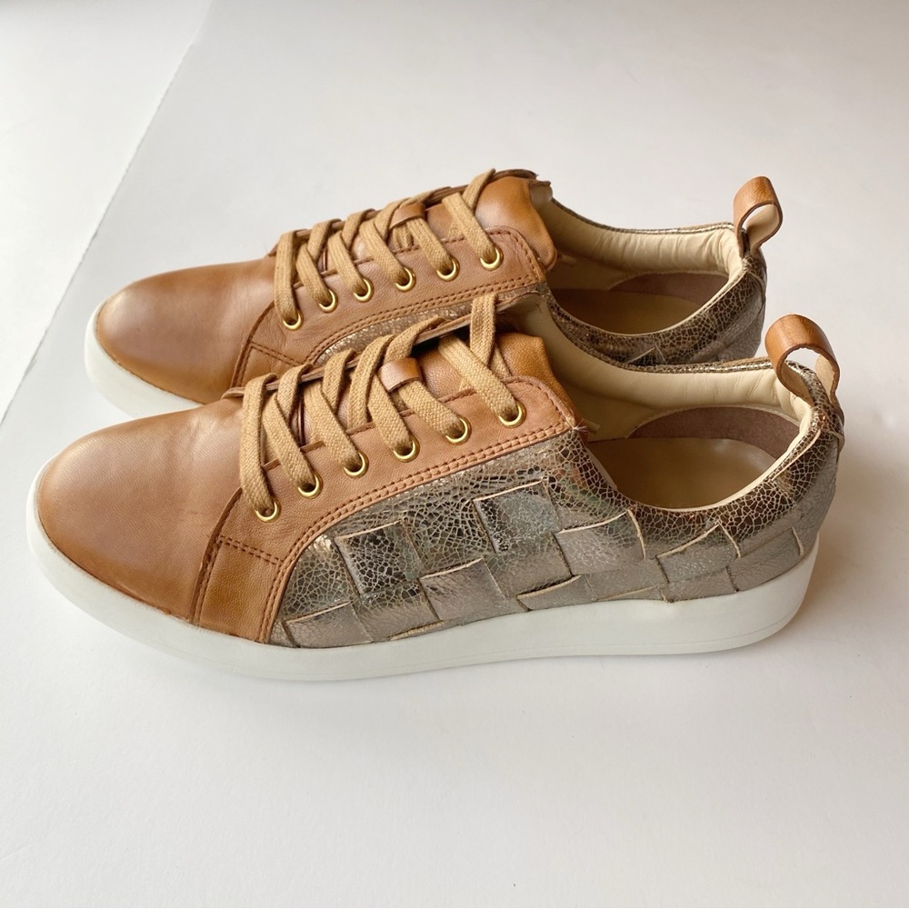 DIBA TRUE Yuli Ana Leather Casual Sneaker Size 10 Womens Luggage / Pewter Color - Picture 6 of 14